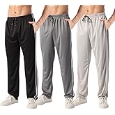 ZH 3 Pack Men's Sweatpants Open Bottom Joggers Lightweight Quick Dry Athletic Pants with Pockets for Workout & Lounge