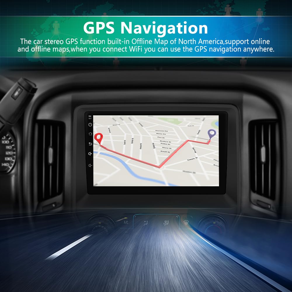 Android 12 Car Radio Stereo for Chevy Silverado GMC Sierra 2014-2018 with 10 inch Touchscreen Supports Wireless Carplay and Android Auto