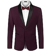 COOFANDY Men's Tuxedo Jacket One Button Dress Suit Blazer Jacket for Wedding Dinner Prom Party