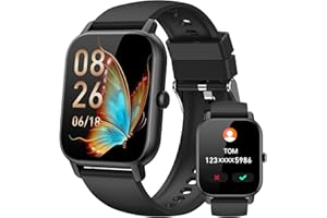 MINDIMP Smart Watches for Men Women(Answer/Make Call), 1.85 inch HD Fitness Tracker Watch with Activity Counter/ Sleep Monitor/ 110+ Sports Modes, IP68 Waterproof Smart Watch for Android iPhone iOS Compatible