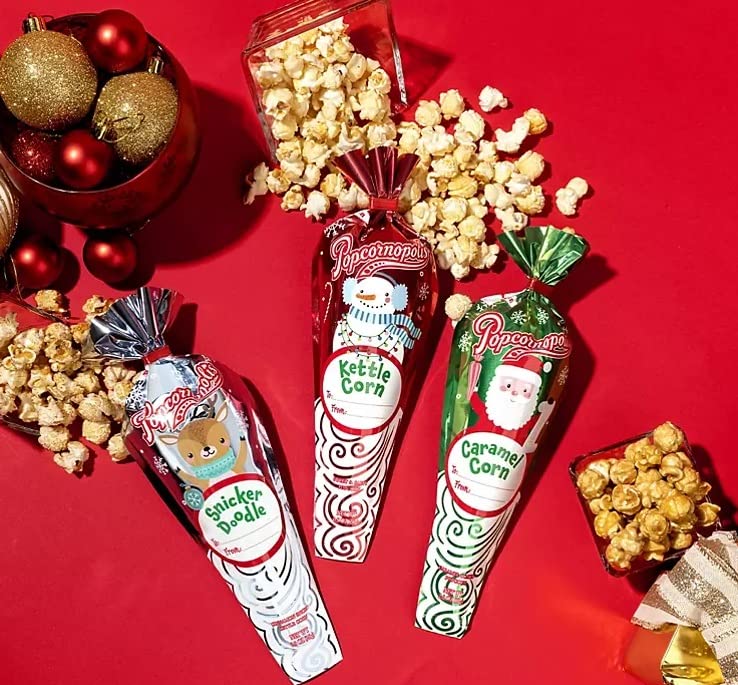 Popcornopolis 12Cone Christmas Gift Pack 16 oz. Excellent as Stocking
