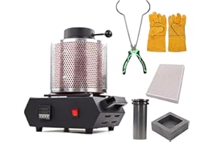 HIPOGT 2100W Electric Gold Melting Furnace with 3KG Graphite Crucible for Melt Scrap, 2100F Digital Metal Smelting Machine with Mesh Guard, Silver, Gold, Copper, Aluminum 110V Refining Casting Furnace