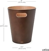 Umbra Woodrow 2 Gallon Modern Wooden Trash Can Espresso Natural view 2