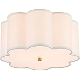 MhyTogn Semi Flush Mount Ceiling Light Fixture, Modern Close to Ceiling Lamp with Cream White Fabric Drum Shade for Nursery K