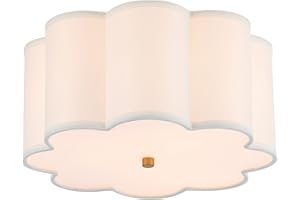 MhyTogn Semi Flush Mount Ceiling Light Fixture, Modern Close to Ceiling Lamp with Cream White Fabric Drum Shade for Nursery Kids Room Bedroom Kitchen Hallway Entryway 3-Light