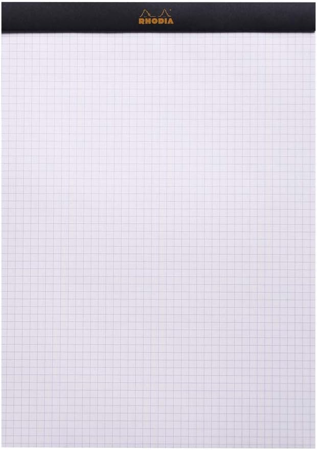 RHODIA 182009C, Stapled Notepad N°18 Black, A4, Small Squares, 80 Detachable Sheets, 80G Clairefontaine Paper, Soft - Image 3