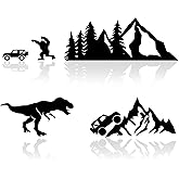 Pounchi Mountains with Monster and Dinosaur Car Decals (2 Pcs 9.8" × 2.3") Monster Sticker Vinyl Decals for Automotive Truck Motorcycle Wall Window Decor