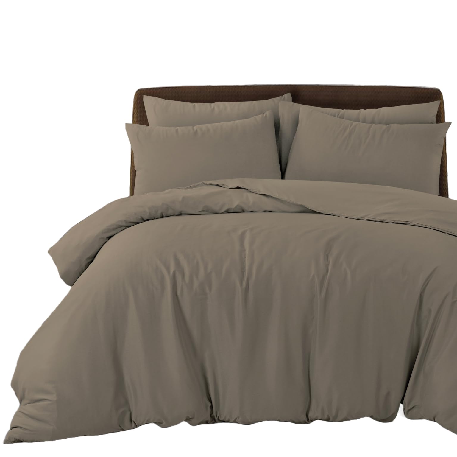 Bronwen Mathews Double Duvet Cover Set - Soft & Breathable Microfibre Duvet Cover with 2 Pillowcases, Easy Care Wrinkle Free Bedding Set of 3 Pcs (Deep Taupe)