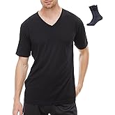 MERINNOVATION Mens Merino Wool V Neck T-Shirt - Men Merino Wool Shirt Lightweight Wicking Base Layer Undershirt for Hiking