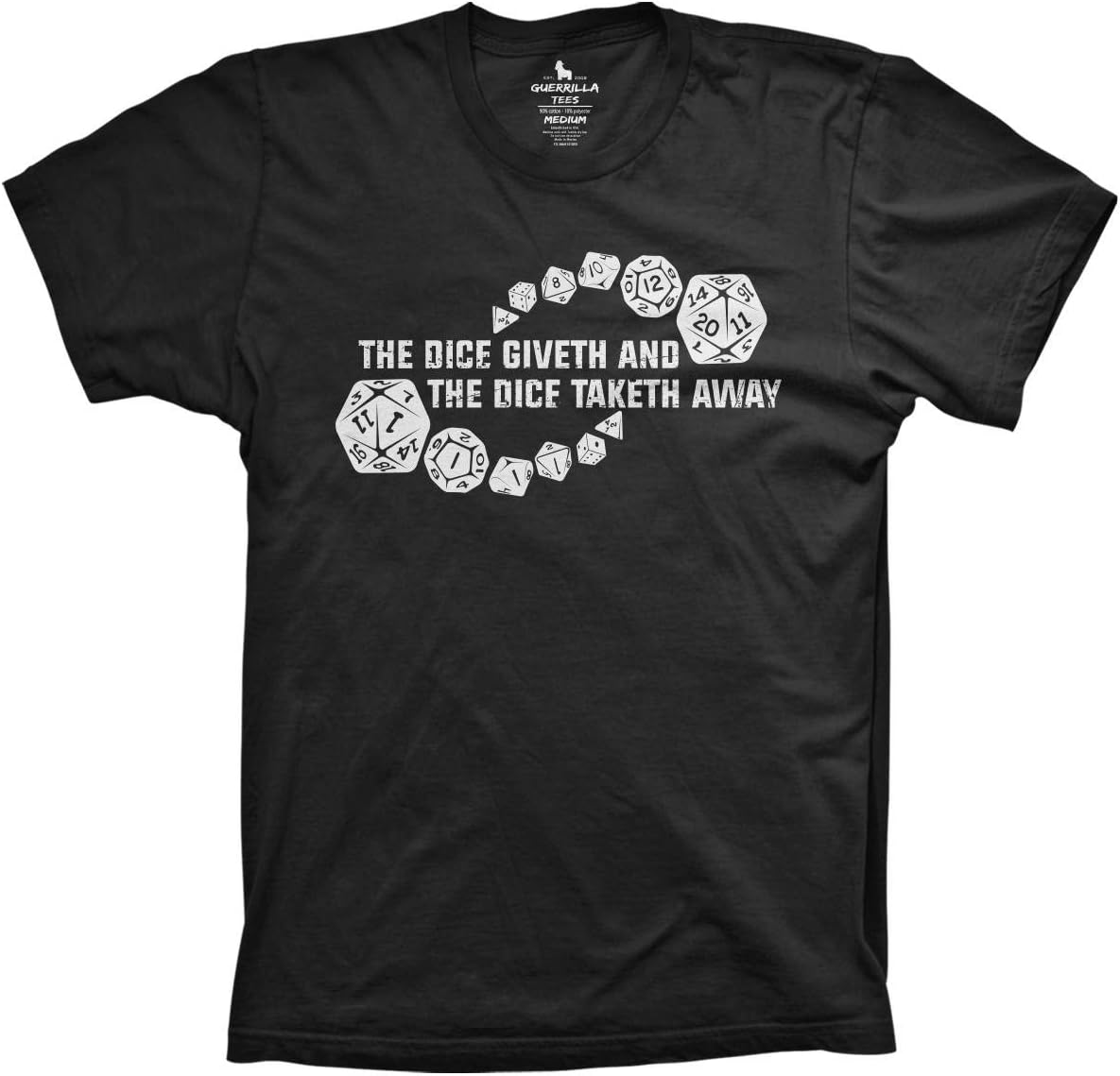 Guerrilla Tees Dice Giveth and dice Taketh Away Funny Shirt Dungeons and Dragons tees, Black