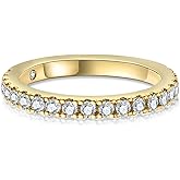 Raivari 1.9MM D Color Moissanite Half Eternity Band Ring 18K Gold Plated Wedding Yellow Color Rings for Women Jewelry With Certificat