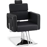 BarberPub Classic Hydraulic Barber Chair Recline Adjustable Salon Styling Beauty Spa Chair 2065 (Black)