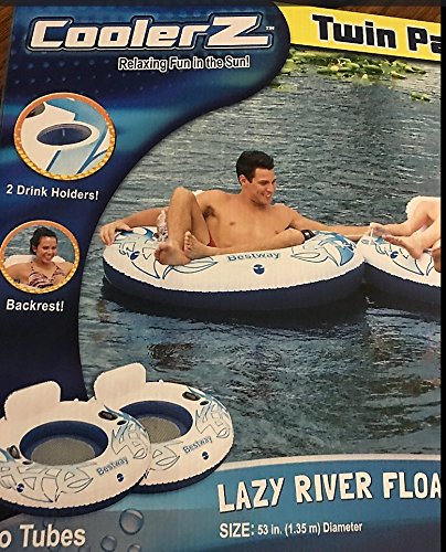 New Lazy River Float Tubes Twin Pack by CoolerZ (White/Blue)