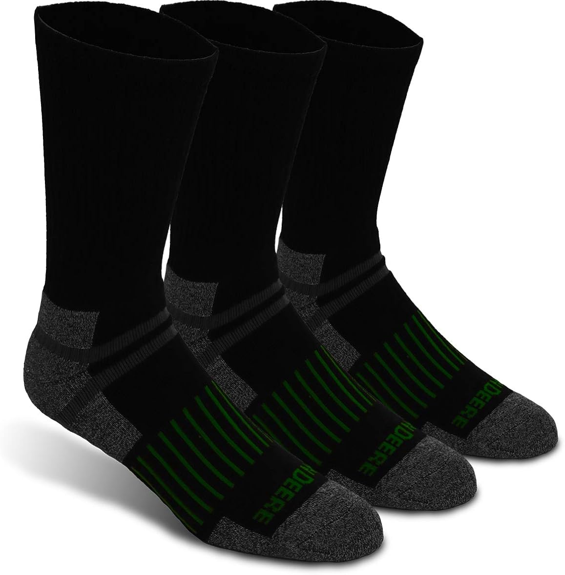 John Deere mens John Deere Men's 3 Pk Crew Sock, Black, 12 8 US at