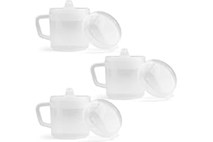 Providence Spillproof Compact 8oz Adult Sippy Cup with 2 Handles - Sip Cups for Adults for Limited Mobility - Handicapped Accessories - Handicap Cups for Elderly Care - Made in the USA - Clear - 3