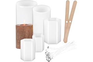 ibasenice Pillar Candle Mould Silicone Set with Different Sizes for DIY Candle Making Kit with Holders