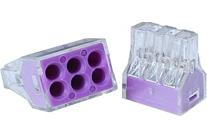 YXQ 6 Port Push-in Wire Connector Wall Nut PCT-106 Conductor 18-12AWG Wires for Junction Boxes (50pcs)