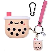 Beats Studio Buds Case, 3D Cute Cartoon Character Soft Silicone Case Cover for Beats Studio Earbuds Anime Skin with Keychain Accessories for Girls Women Kids (Boba Milk Tea)