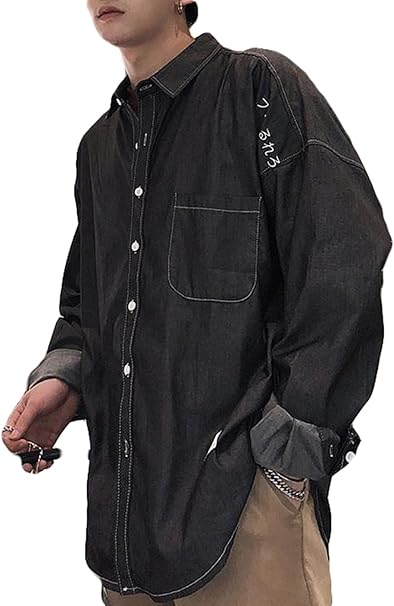 Amazon Zhongjue ジュージェン メンズ 秋 デニムシャツ ゆったり ストリート シャツ アウター 韓国ファッション おしゃれ 秋服 メンズトップス コート ジャケット 通販