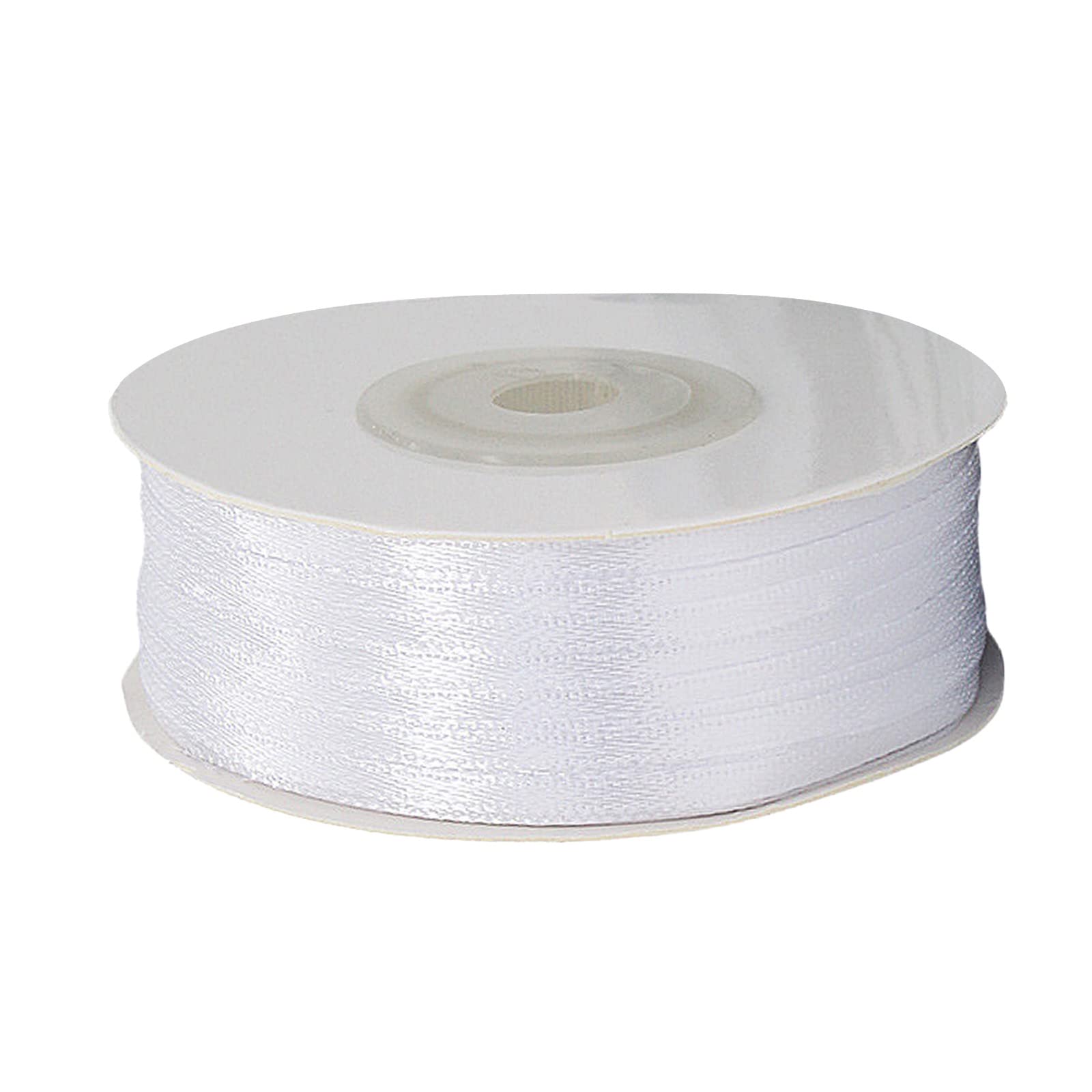 POPOYU White Thin Ribbon 3mm,91m Satin Ribbon Solid Color Fabric Ribbon Silk Satin Roll,White Balloon Ribbon for 2023 King Charles III Coronation Decorations Gift Wrapping DIY Crafts Wedding Balloons — image 1