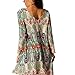 EFINNY Women Bohemian Long Sleeve Slim Tunic Beach Dress