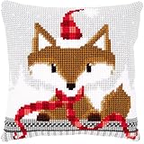Vervaco Fox in Santa Hat Cushion Cross Stitch Kit