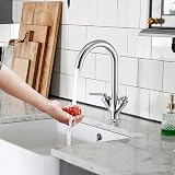 Hapilife Swan Dual Lever Kitchen Mixer Tap 1 Hole Chrome Vintage Brass Tap view 2