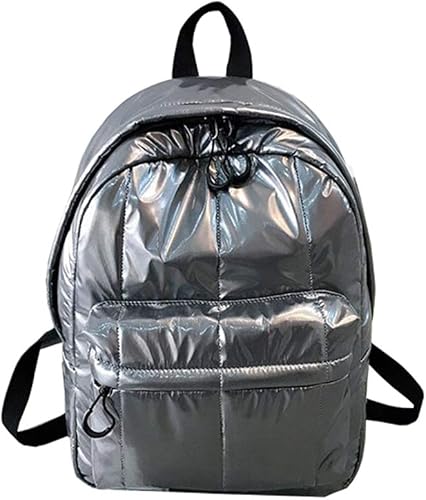 Amazon Co Jp Naczhlovell リュックレディース かわいい 通勤 通学 リュックサック冬用 大容量 防水 軽量 高校生 女の子 おしゃれ 中綿 バックパック カジュアル アウトドア 旅行 シルバー シューズ バッグ