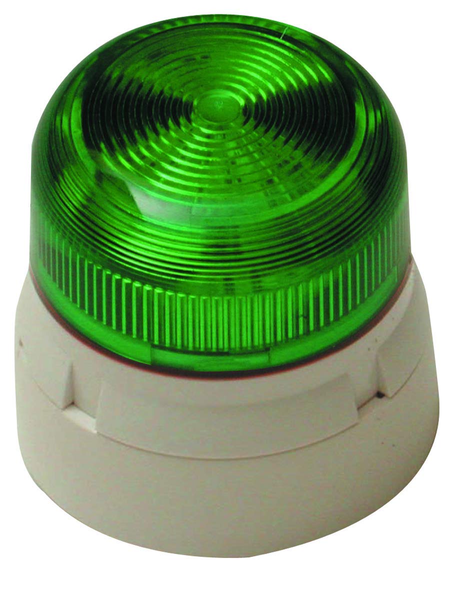 Klaxon Signals Flashguard Emergency Warning Alert Beacon 11-35V DC Static or Flashing Selectable LED Type Green Lens
