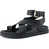 CUSHIONAIRE Entry Womens Ankle Wrap Molded Footbed Sandal with Adjustable Strap | Non-Slip Outsole | Womens Platform Sandals | Comfortable Summer Shoes | Wide Widths Available