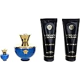 Versace Dylan Blue 4 Piece Gift Set for Women (3.3 Ounce Eau De Parfum Spray + 3.4 Ounce Body Lotion + 3.4 Ounce Shower Gel + 0.17 Ounce Mini Spray)
