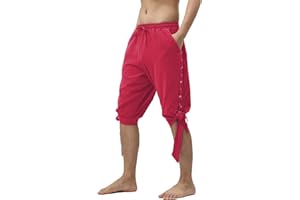 JIEFULL Men's Pirate Shorts- Renaissance Costume Trousers- Medieval Retro Pants -Viking Shorts