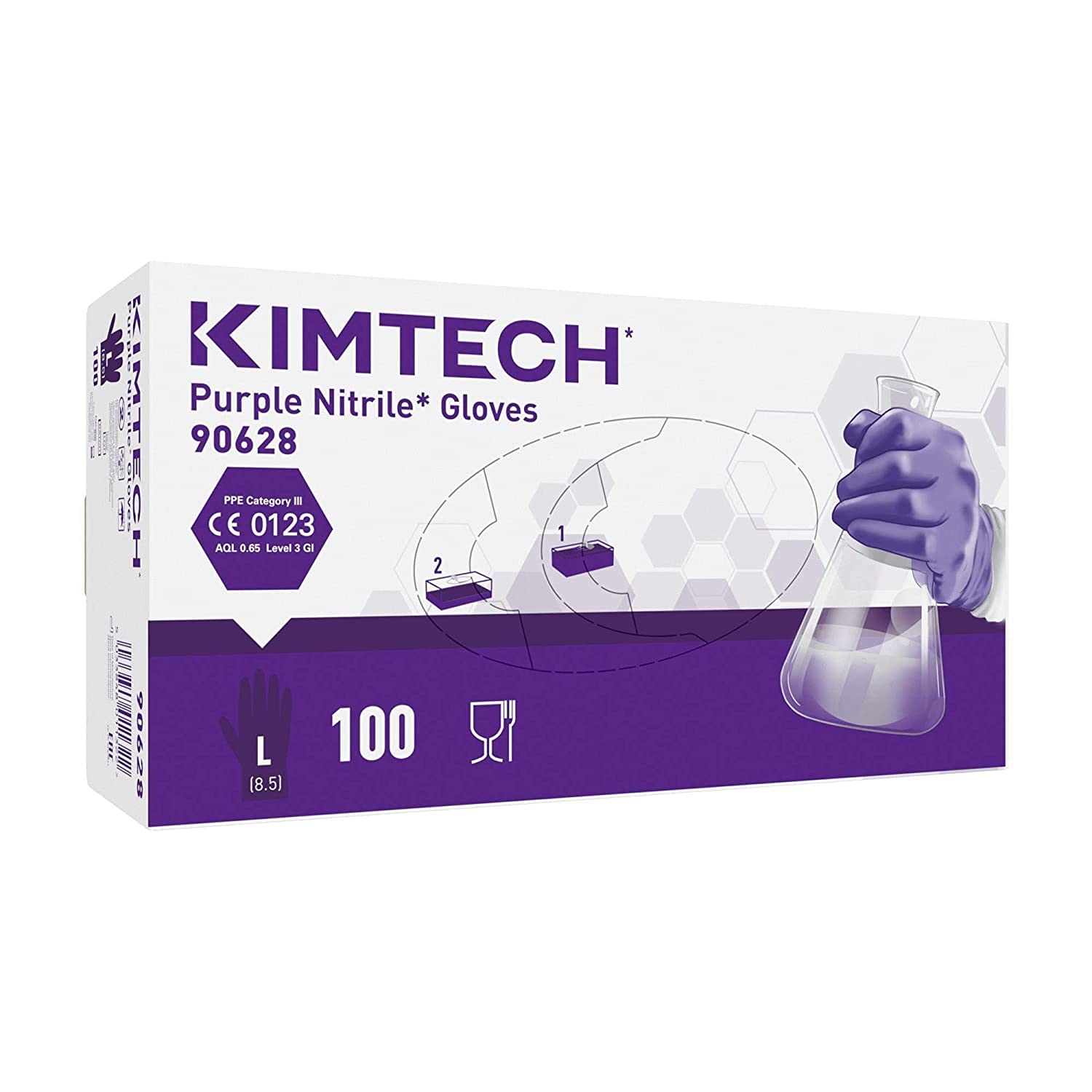 Kimtech Purple Nitrile Disposable Protective Gloves, Latex and Powder Free for Heavy Duty protection Against Chemicals and Virus's, Box of 100 Medium