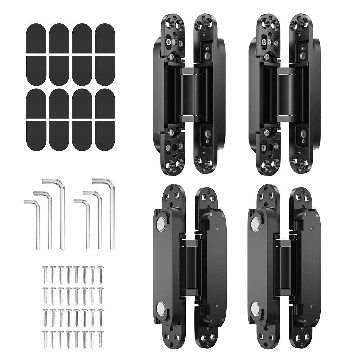 Photo 1 of 4-Pack 7 inch Hidden Hinges for Doors Invisible Hinges Concealed Zinc Alloy 180 Degree Swing 3 Way Adjustable Butt Silent Door Hinge 7 x 2.8 x 1 inch (Black