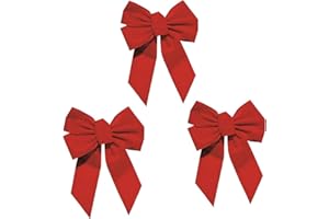 Rocky Mountain Goods 10-Inch Red Bow (Pack of 3) - Christmas Wreath Bow - Great for Large Gifts - Indoor/Outdoor Use - Waterproof Velvet - Attachment Tie Included for Easy Hanging
