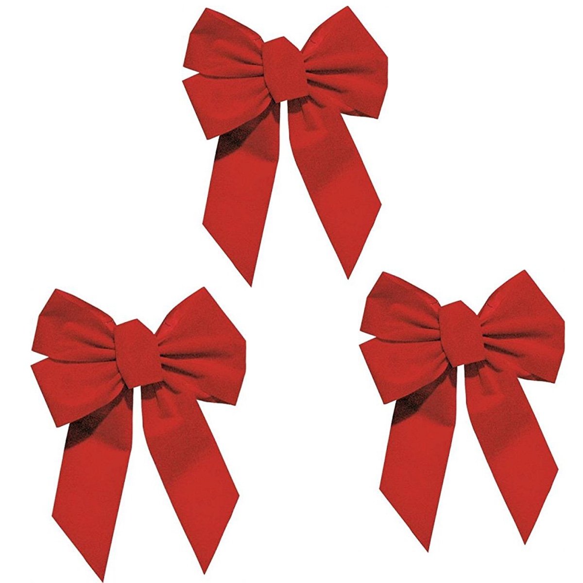 Rocky Mountain Goods 10-Inch Red Bow (Pack of 3) - Christmas Wreath Bow - Great for Large Gifts - Indoor/Outdoor Use - Waterproof Velvet - Attachment Tie Included for Easy Hanging