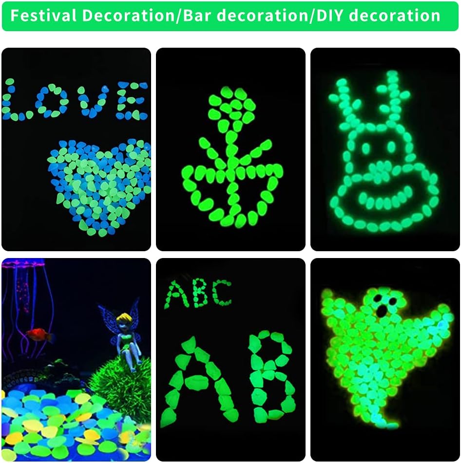 Glow Pebbles Stones Glow in The Dark Rocks, Glow Decorative Stones Rocks, Glow Rocks for Outdoor Decor, Fish Tank, Lawn Yard Walkway Garden, Landscape Driveway Garden Grave Decoration-Green Stones : Garden & Outdoor