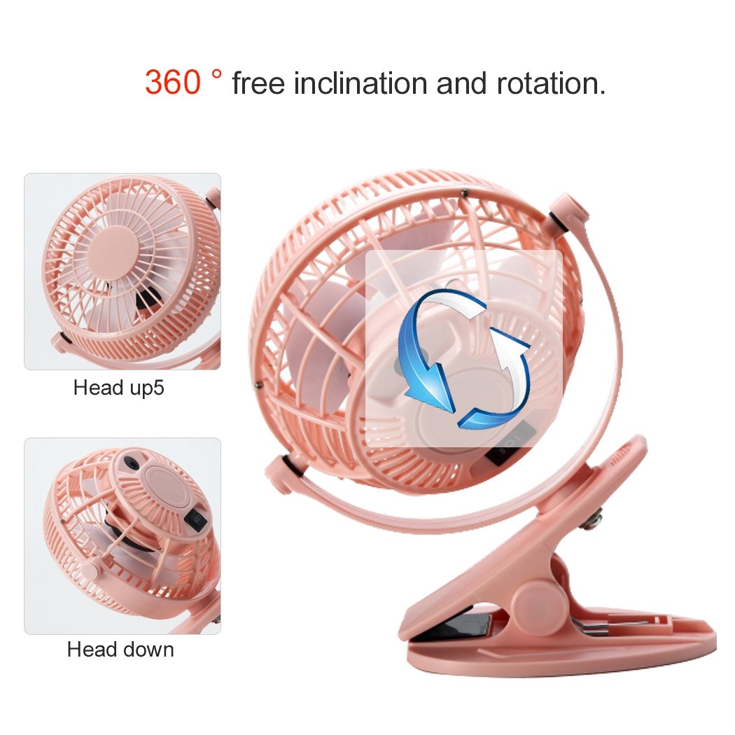 Mini Clip Fan , HANGRUI Mute personal fan with USB for Home Office Baby Stroller Laptop Study Table Gym Camping Tent , 360° rotation