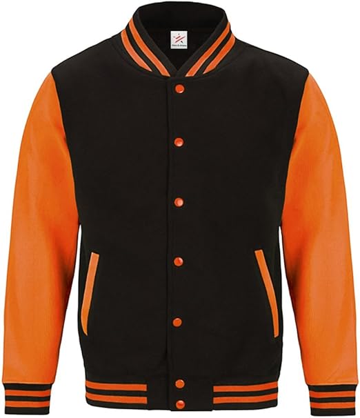 Star and Stripes Ribbed Cuffs & Hem Plain Jet Black/Electric Orange