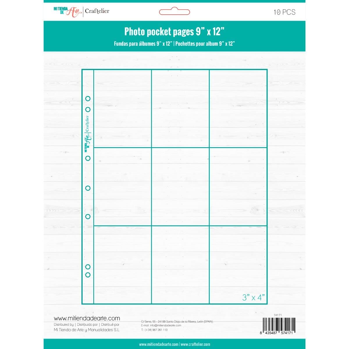 Craftelier - Clear Sleeves with 9 Plastic Pockets for Personalised Photo Albums | Includes 10 Sleeves of 9" x 12" (22.86 x 30.48 cm) | Compatible with 3- and 4-Ring Albums