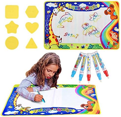 Aqua Doodle Pad, Holody Travel Large Water Drawing Mat Toy Painting Board Magic Writing Mats for Kids Toddlers with 5 Pens - Ideal Educational Birthday Gifts for 3 4 5 6 7 8 Year Old Girls &amp; Boys