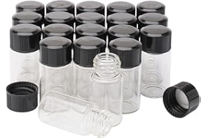 JIUWU 20 pcs 3 ml Glass Bottles with Cap Transparent Clear Empty Plastic Bottles Jars