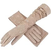 PURFUN Women UV Sun Protection Driving Gloves Soft Cotton Breathable Mesh Summer Cycling Sun Block Gloves Arm Cover Sleeves