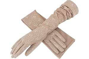 Womens Sunblock Long Driving Gloves Cotton UV Sun Protection Full Finger Gloves Arm Sleeve Cover