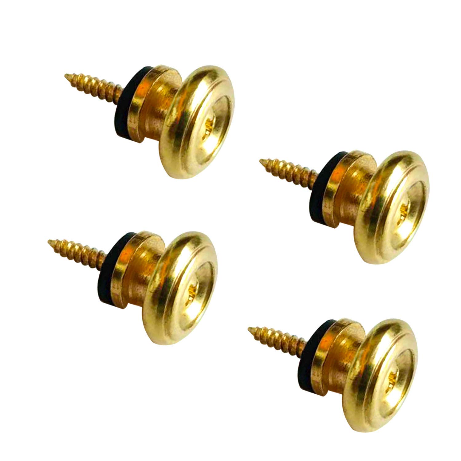 Pack of 4 Strap Lock Button Knobs Metal End Pin for Acoustic Guitar Classical Guitar Electric Guitar Bass Ukulele (Gold)