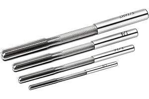 Mriuuod Chucking Reamer Set, 1/8" 3/16" 1/4" 5/16" Reamer, H7 Straight Flutes Lathe Machine Reamer, High Speed Steel Round Shank Milling Cutting Tool Reamer for Bore Machining 4pcs