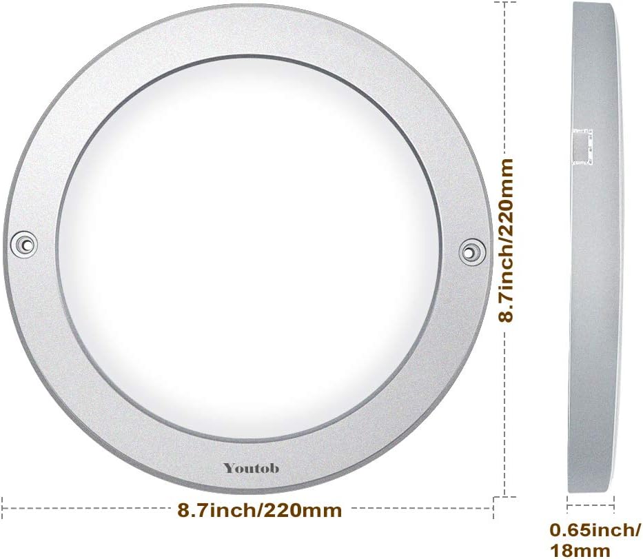 Youtob LED Flush Mount Ceiling Light, 15W 100 Watt Equivalent, 1200lm Brushed Silver Round Lighting Fixture for Closets, Kitchens, Stairwells, Basements, Bedrooms, Washrooms (Cool White 4000K) - - 