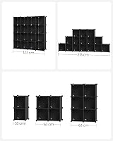 SONGMICS 16-Cube Storage Unit Shoe Rack DIY Shelving System 31 x 123 cm Black view 9