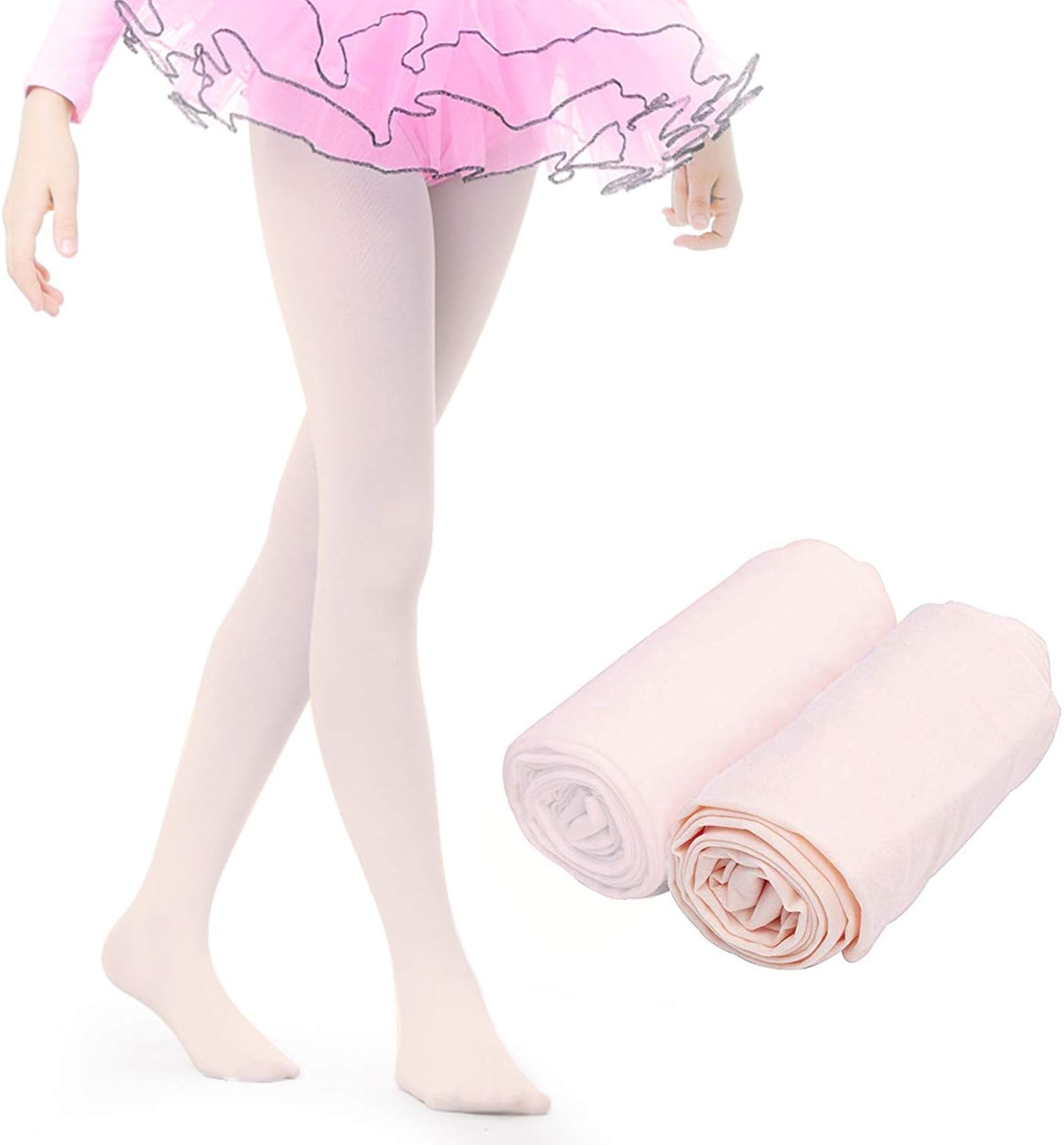 Ballet Tights Ultra Soft Dance Tights for Girls,2 Pairs Girls Ballet Dance Footed Tights: Clothing