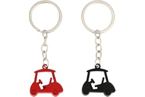 Mikovivi 2pcs Golf Cart Keychains, Stylish Zinc Alloy Key Ring Golf Themed Key Holder Perfect Souvenir for Players and Fans